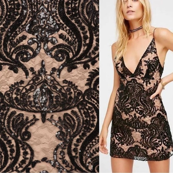 Free People Night Shimmer Mini Dress Sz. 2 - Picture 4 of 14